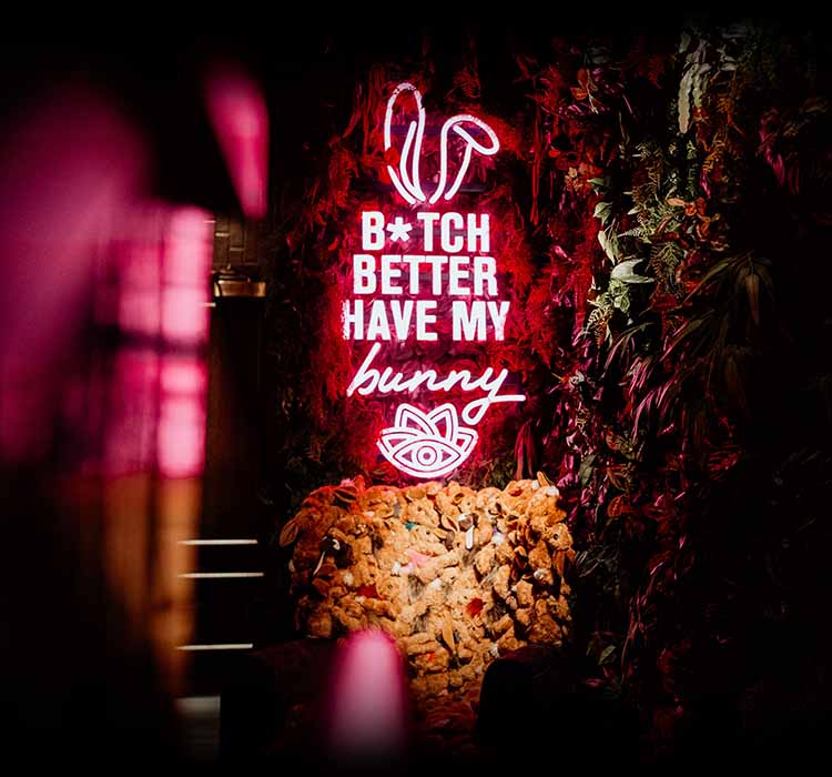 Bottomless brunch under the neon bunny sign at Lulu Wild Birmingham