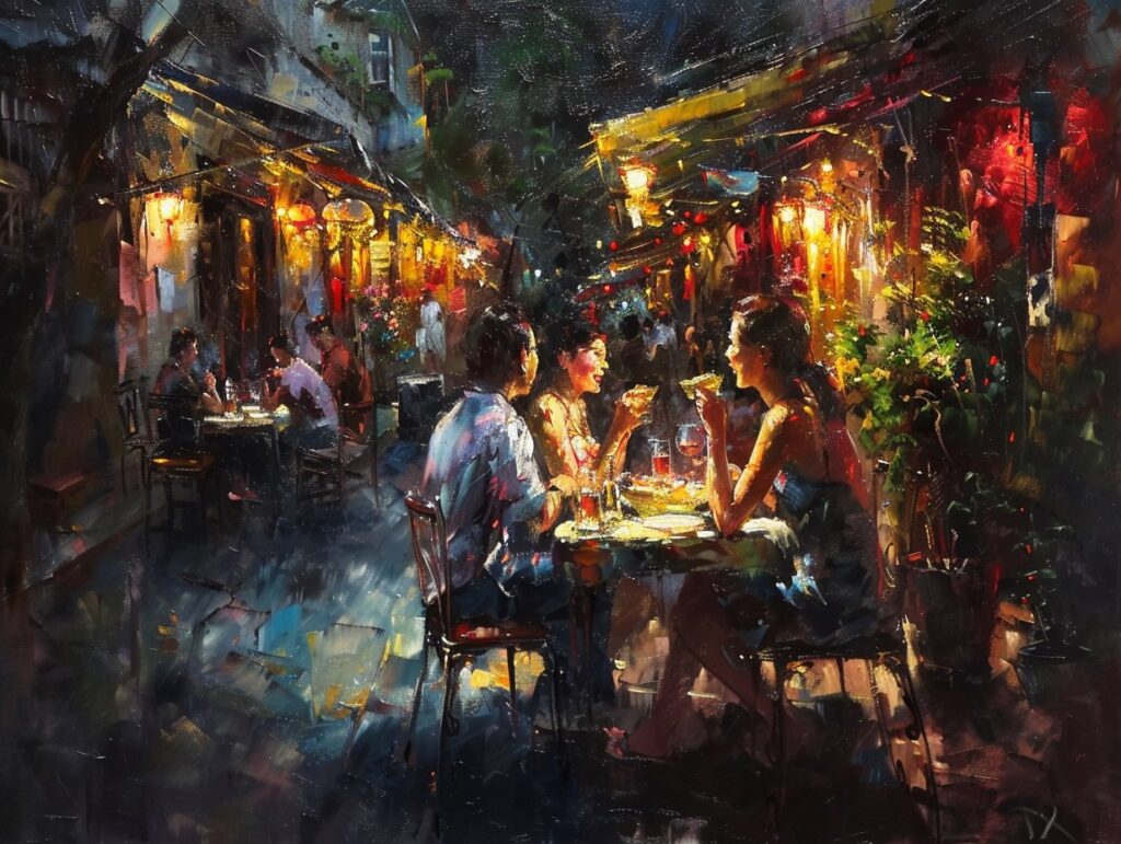 People together eating food